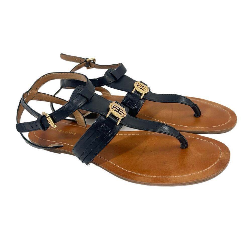 Tommy Hilfiger Women’s Lilo Flat Navy Blue Thong Sandals Size 9.5 M